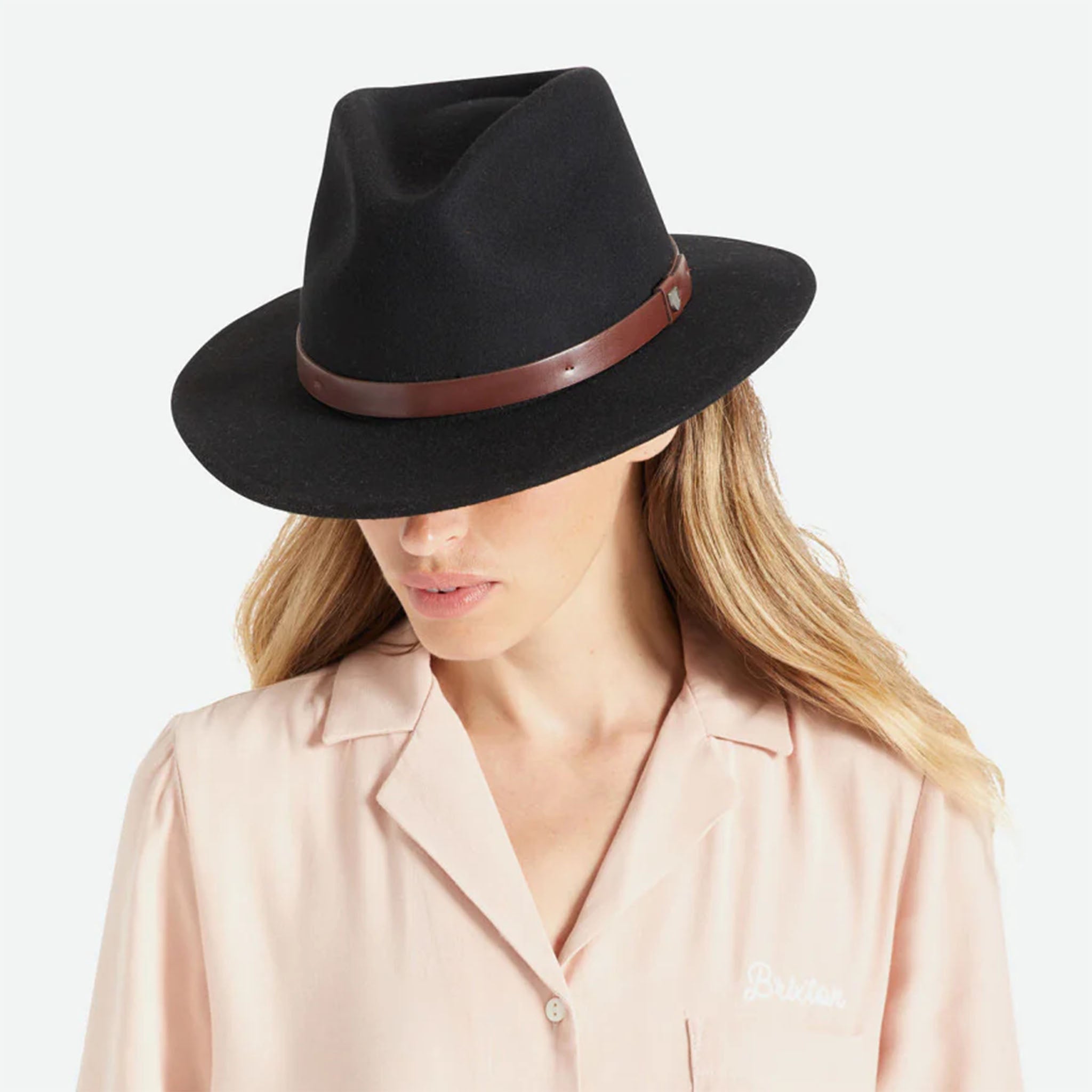 Brixton Messer Fedora in Black + Brown - Addison West 