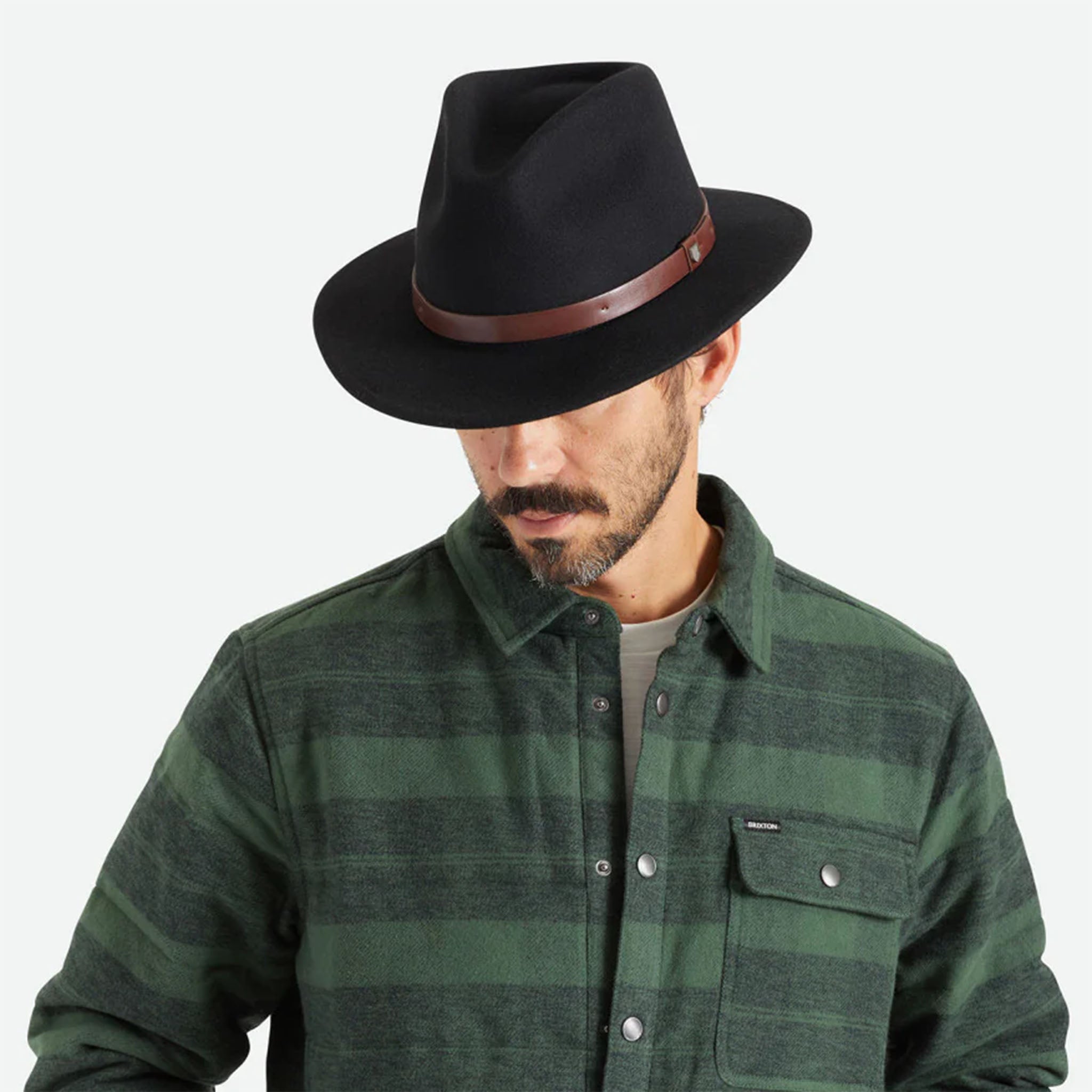 Brixton Messer Fedora in Black + Brown - Addison West 