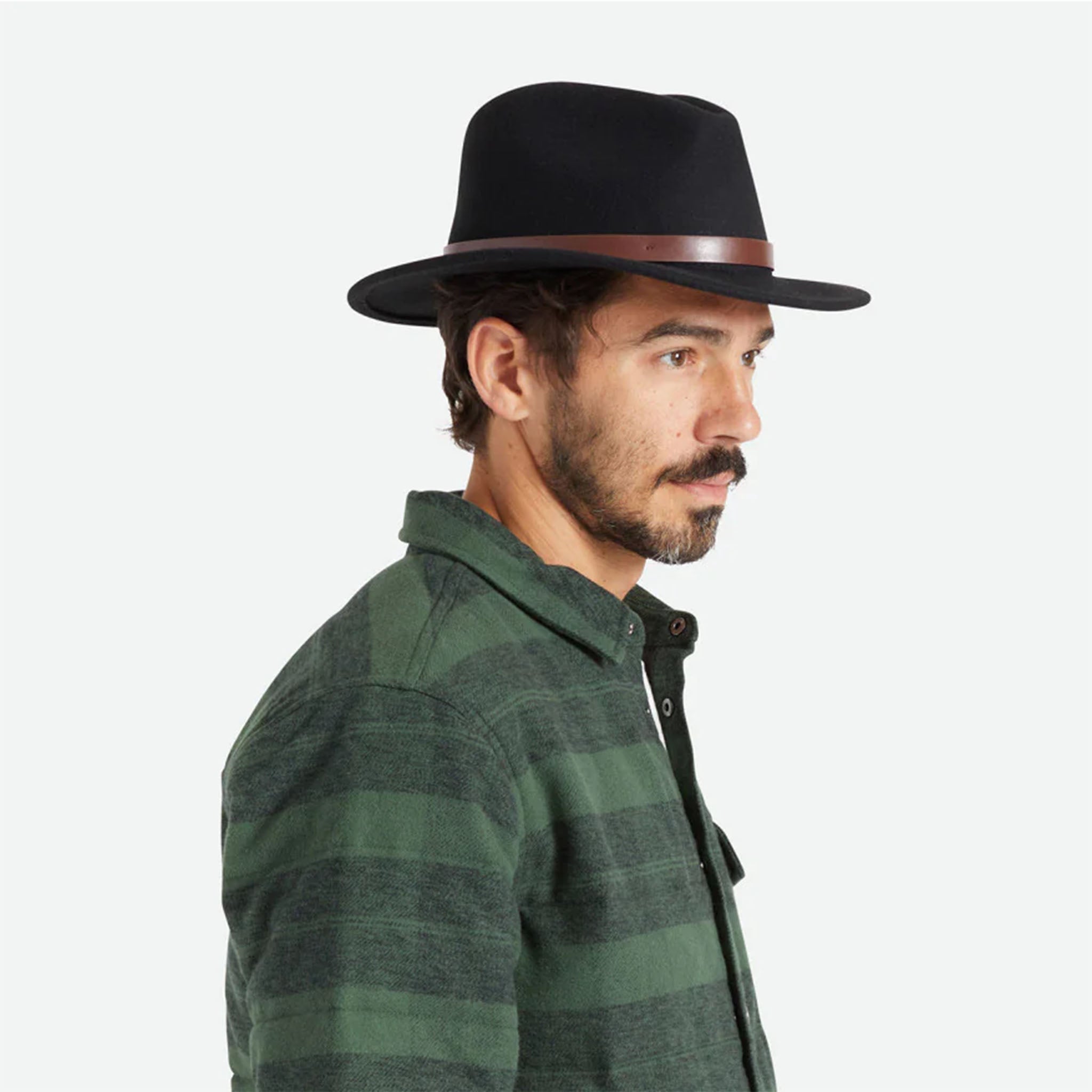 Brixton Messer Fedora in Black + Brown - Addison West 