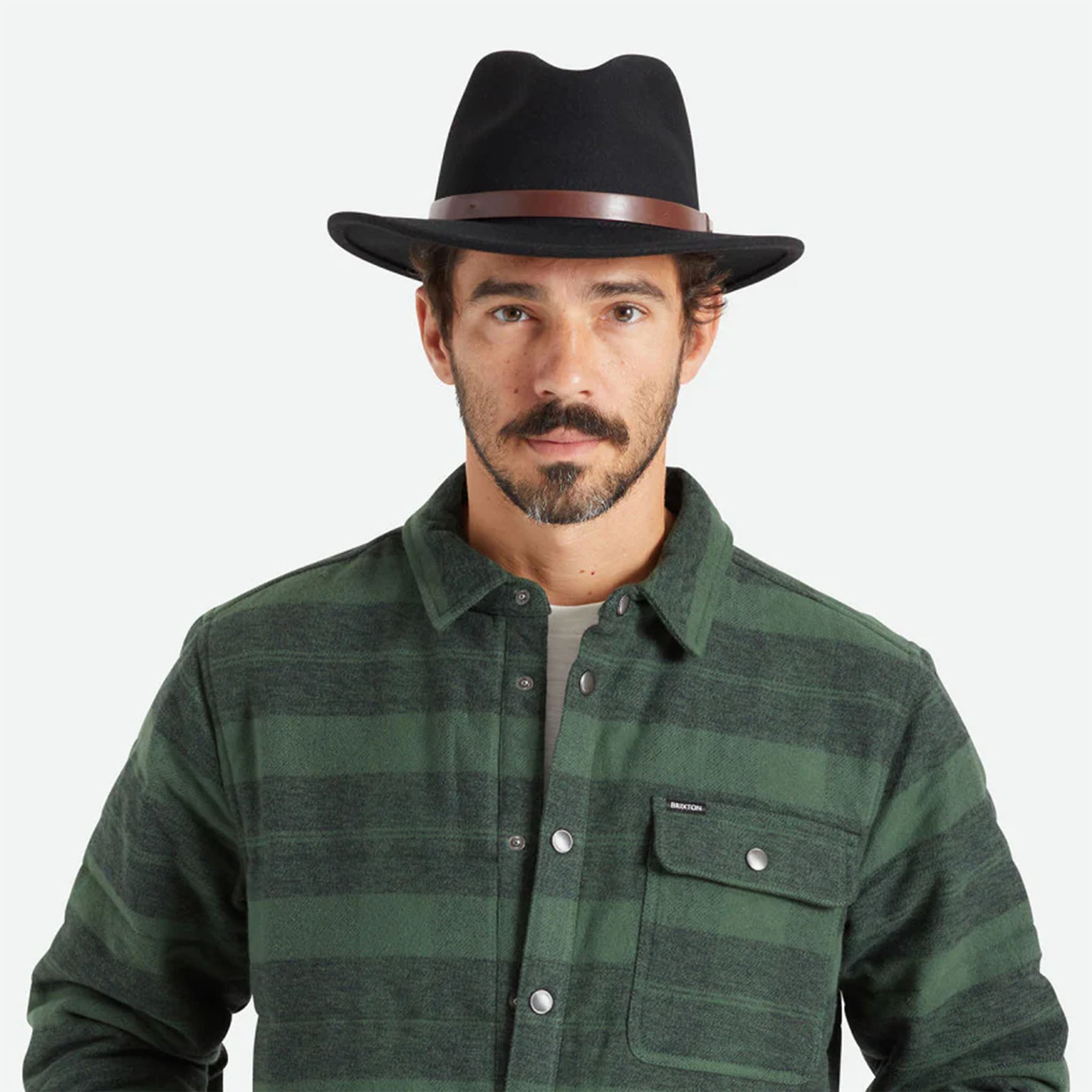 Brixton Messer Fedora in Black + Brown - Addison West 