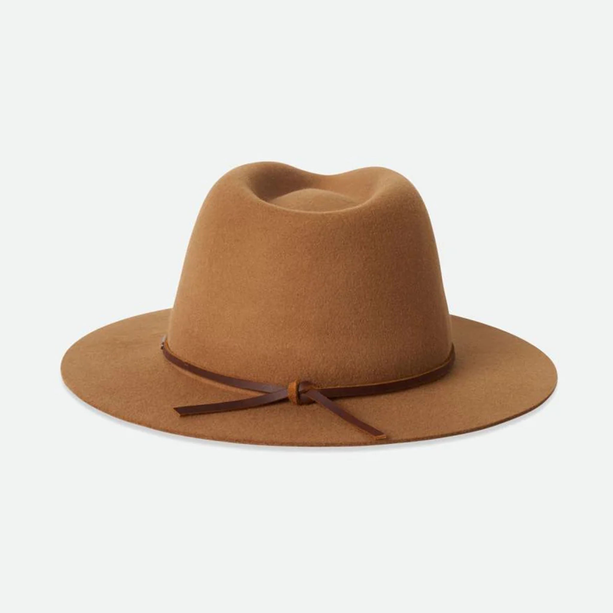 Brixton Wesley Packable Fedora in Golden Brown on a white background