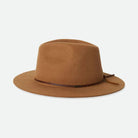 Brixton Wesley Packable Fedora in Golden Brown on a white background