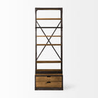 Brodie I Medium Brown Wood Copper Accent Four Shelf Shelving Unit on a white background