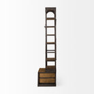 Brodie I Medium Brown Wood Copper Accent Four Shelf Shelving Unit on a white background