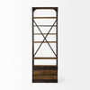 Brodie I Medium Brown Wood Copper Accent Four Shelf Shelving Unit on a white background