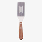 Brownie Spatula with stainless blade and wood handle on a white background