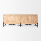 Mercana Cairo Solid Wood with Black Metal Base 4 Door Cabinet Sideboard on a white background