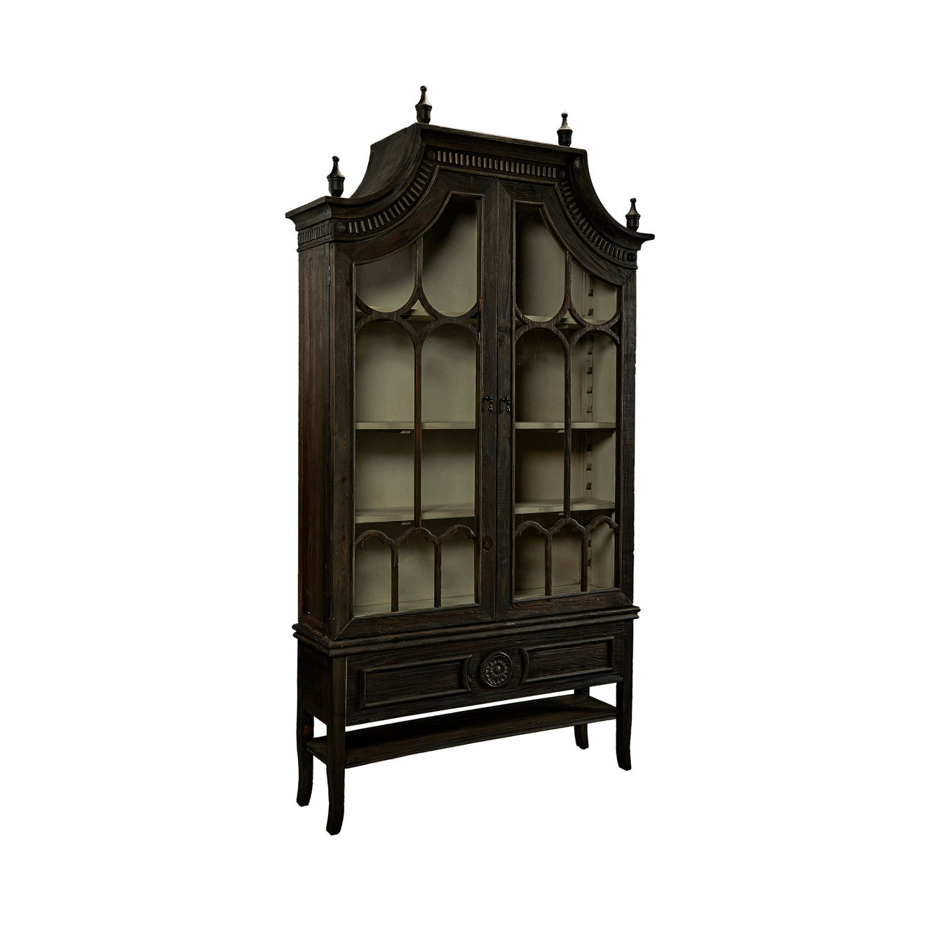 Furniture classics Reims Cathedral Black Arched Cabinet on a white background