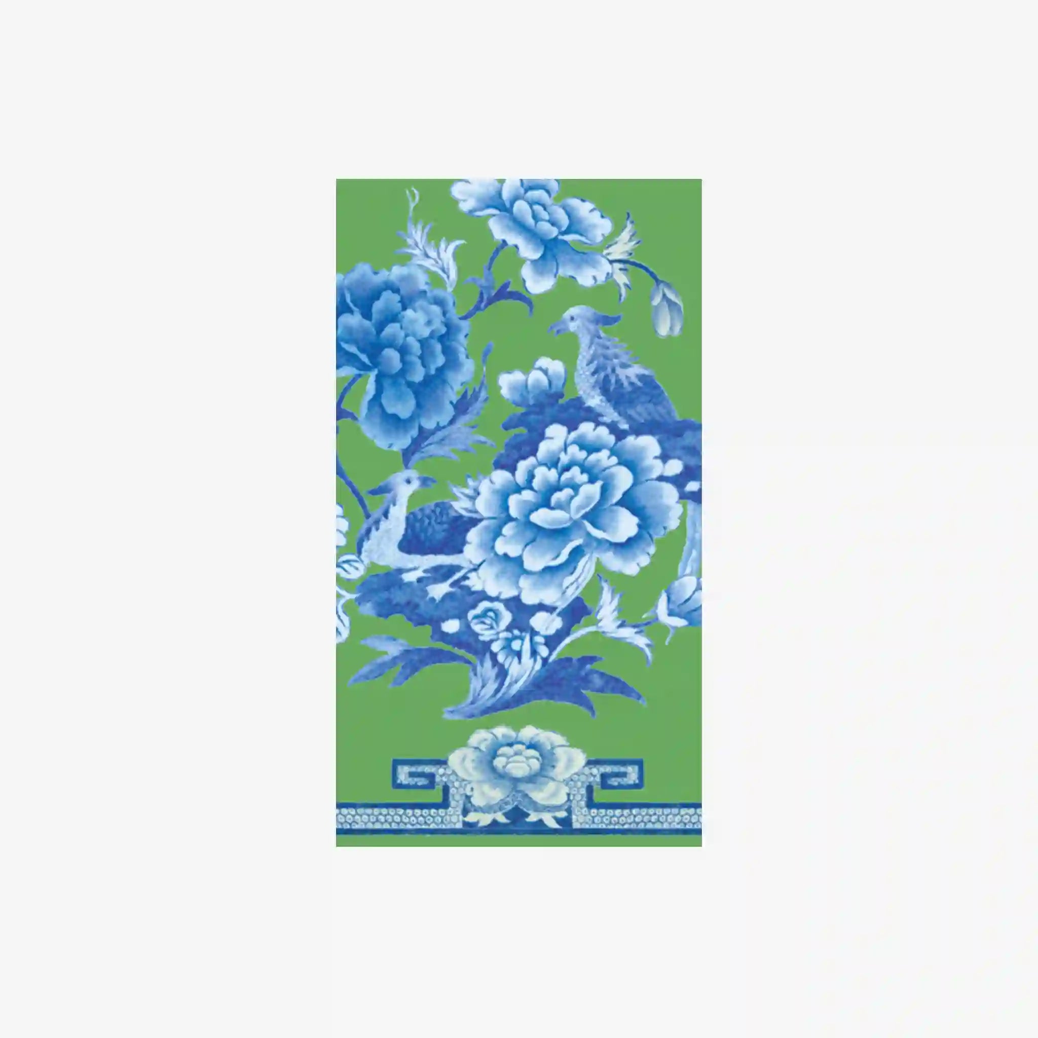 Caspari Green & Blue Plate Guest Napkin on a white background