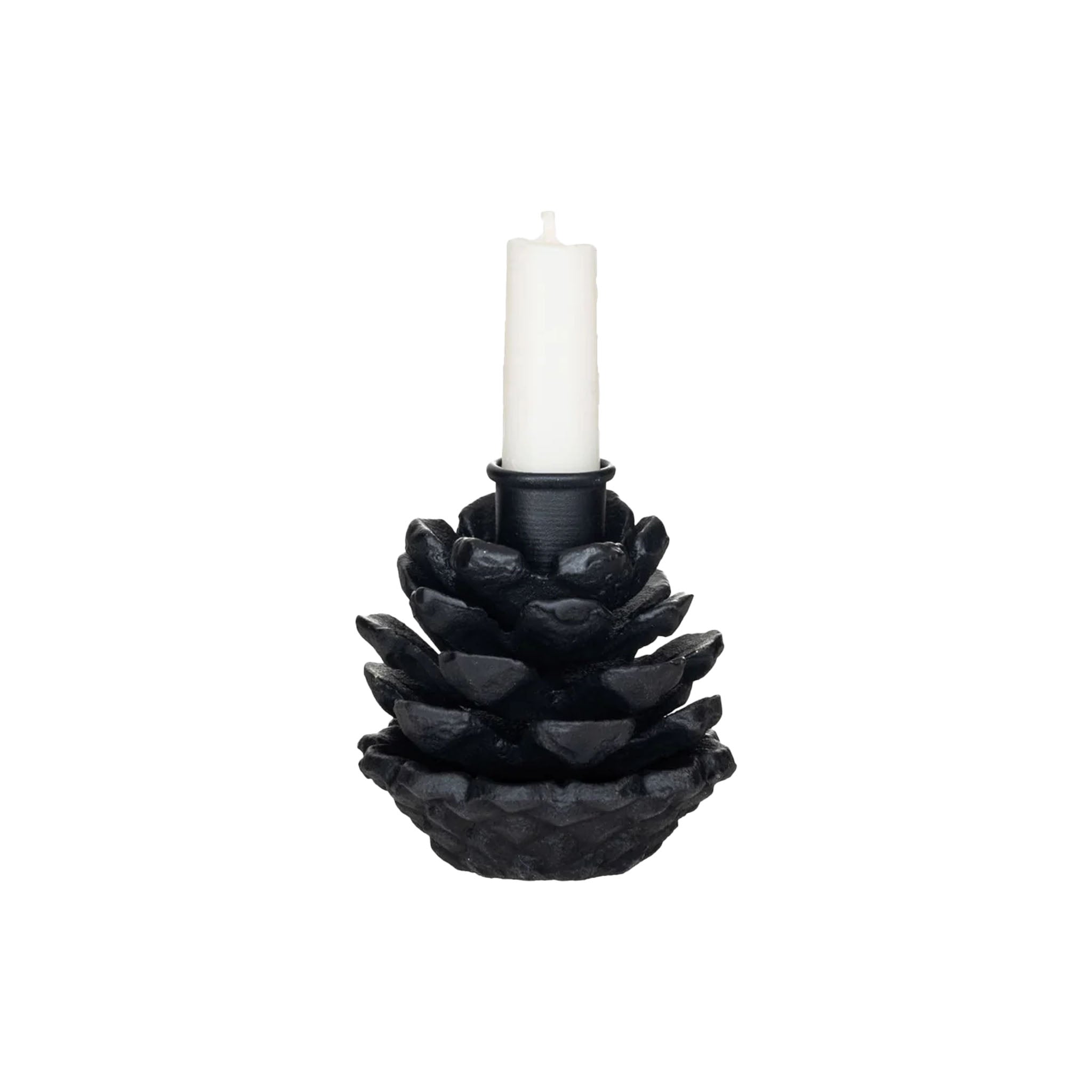 Cast Iron Pinecone Candle Holder on a white background