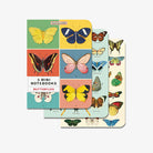 Set of three notebooks with butterflies on cover by Cavallini paper on a white background