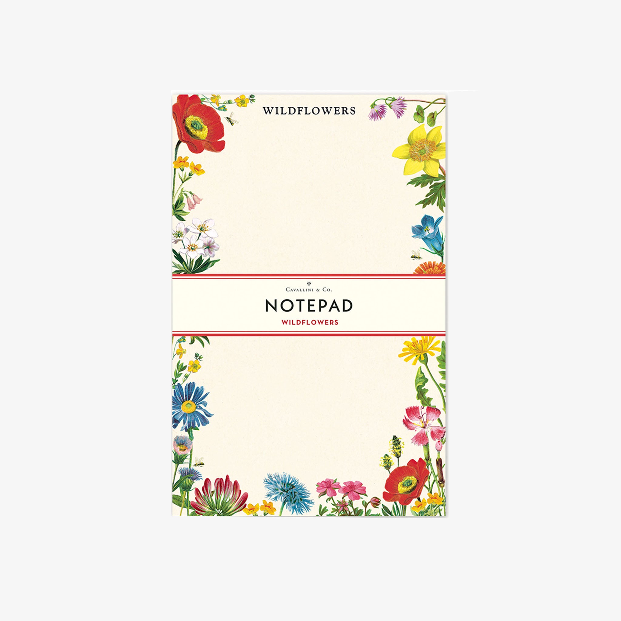 Cavallini paper wildflowers notepad on a white background