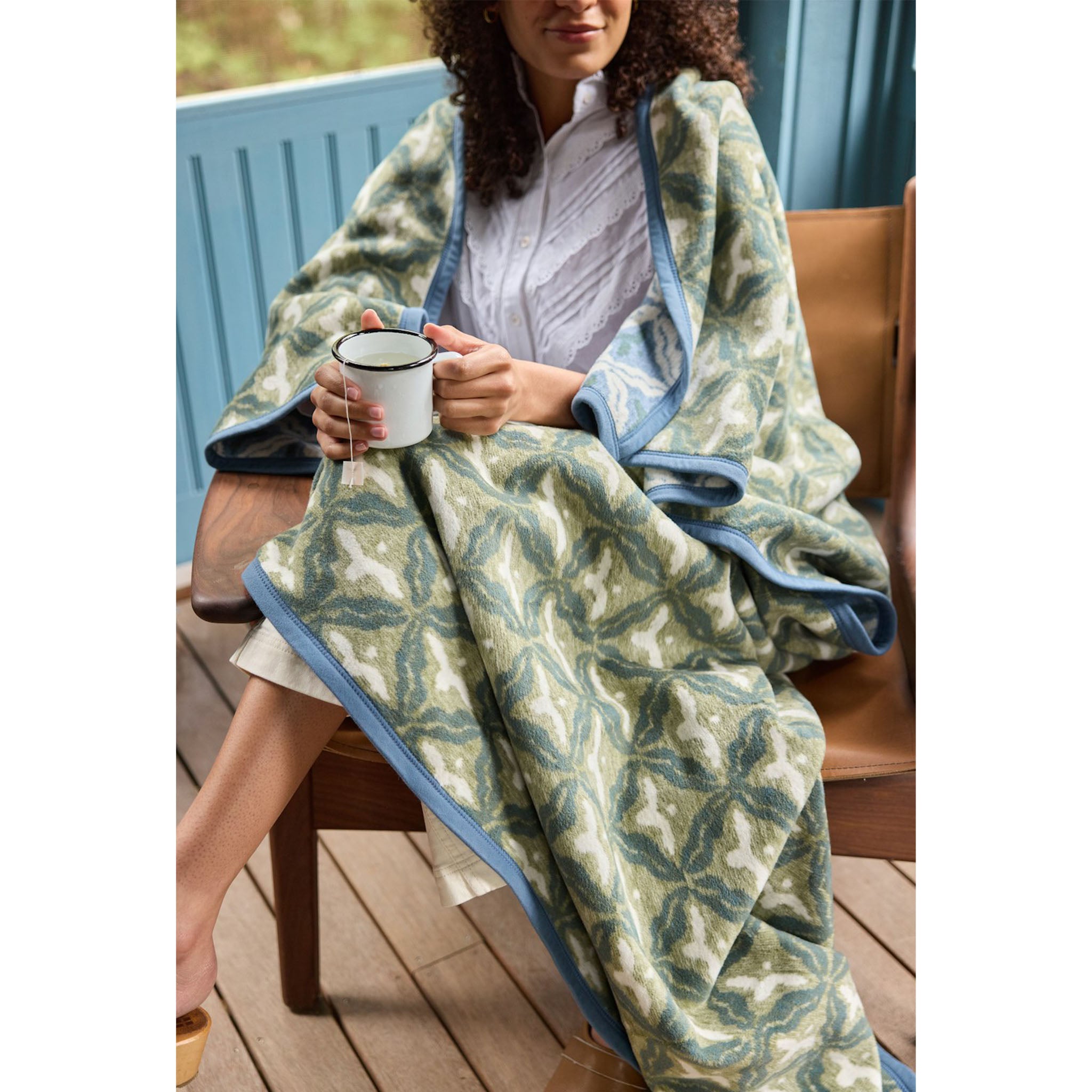 Chappy Wrap Samara Blue Cactus Blanket - Addison West 