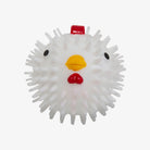 Kikkerland white chicken dog ball with yellow beak and black eyes on a white background