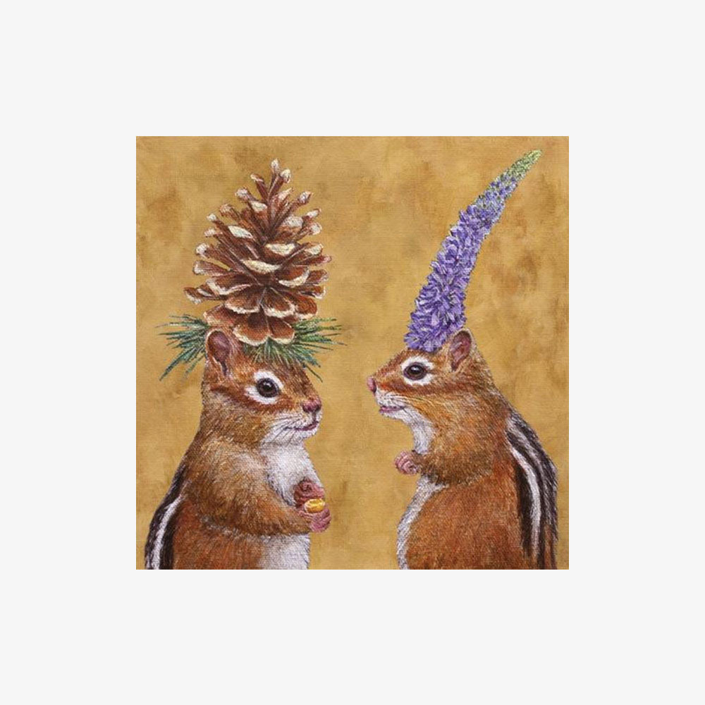 Chipmunk Courtship Cocktail Napkins on a white background