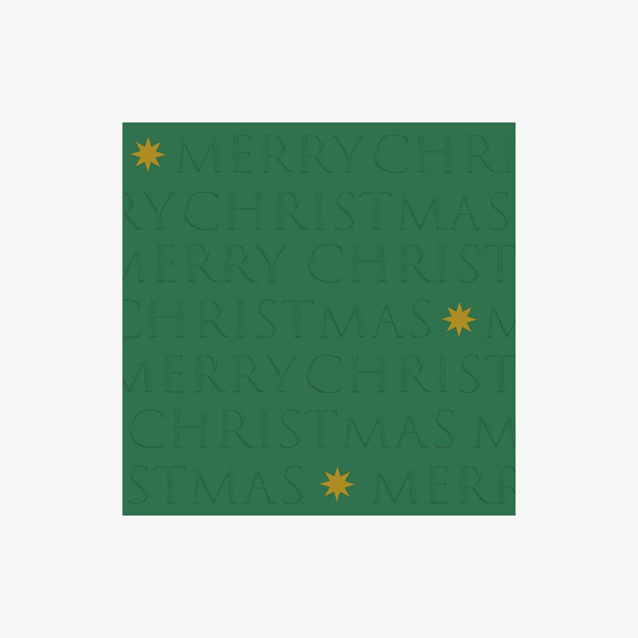 Christmas Letters Embossed green Cocktail Napkins on a white background