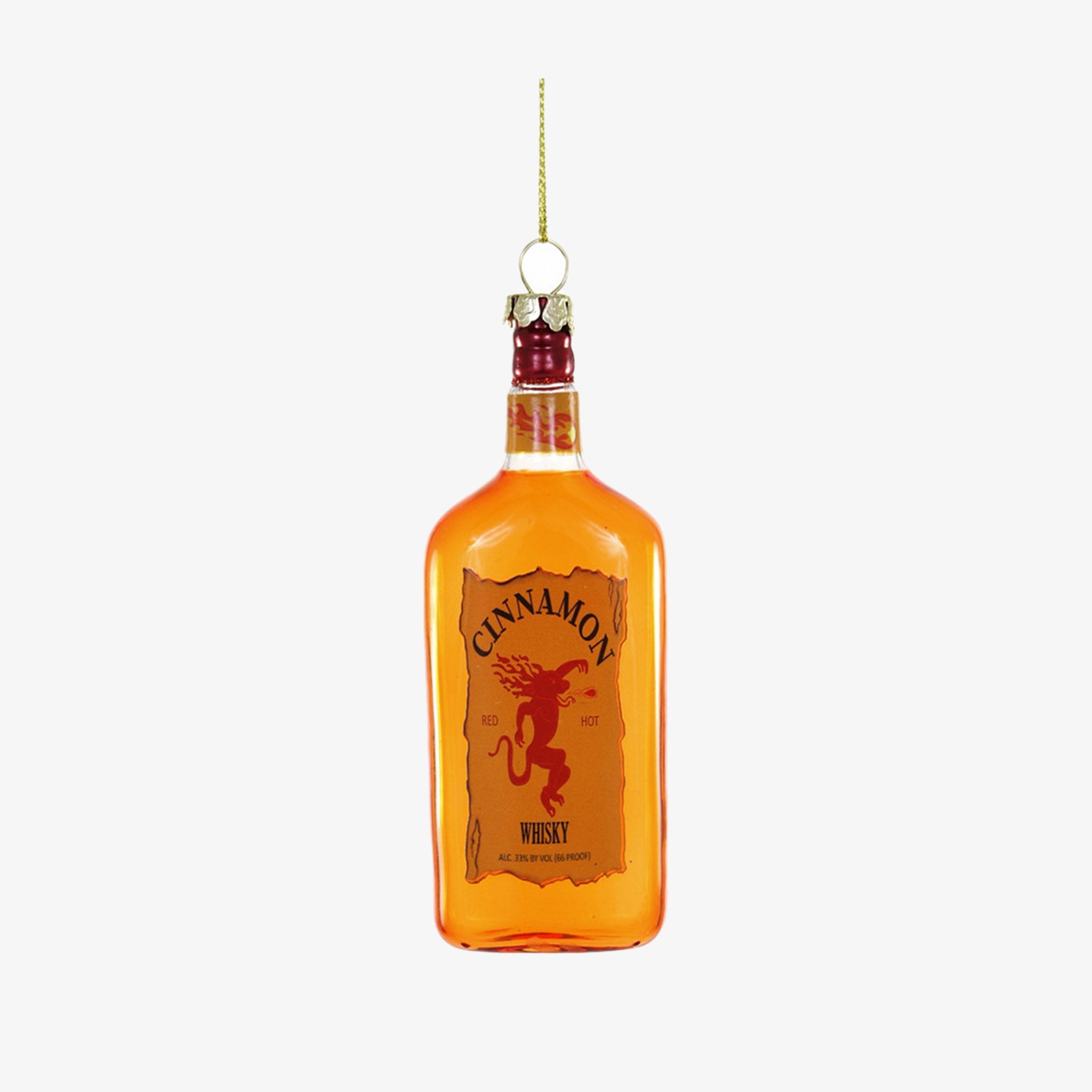 Cody Foster brand fireball Cinnamon Whiskey Ornament on a white background