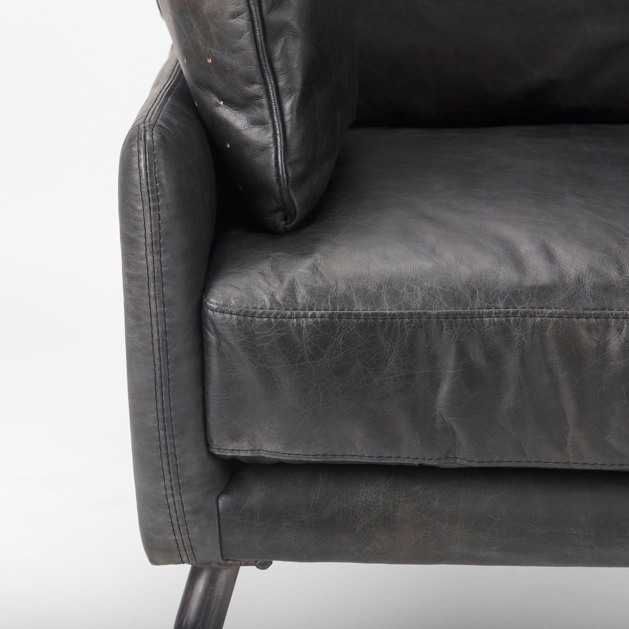 Colter Armchair in Black Leather - Addison West 