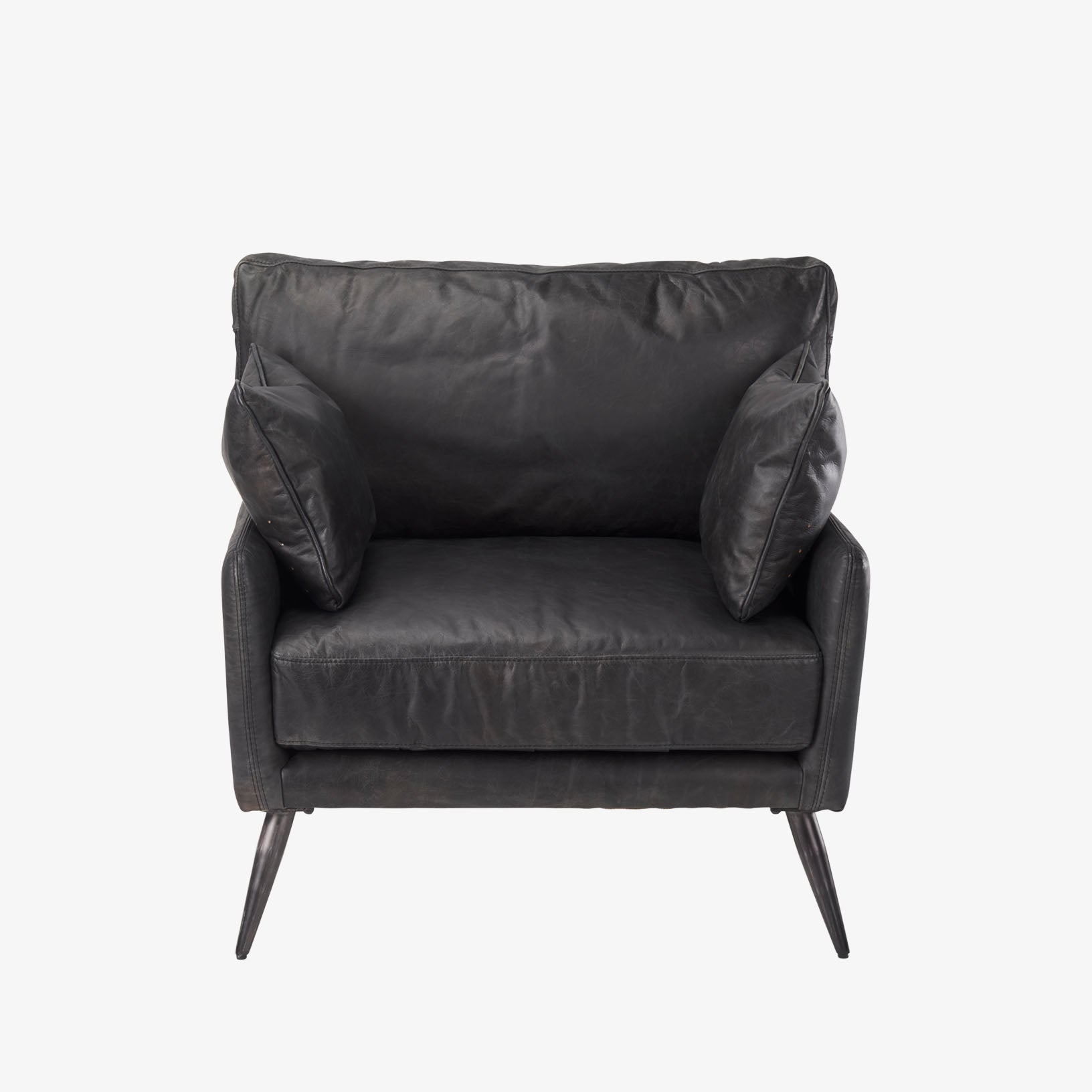 Colter Armchair in Black Leather - Addison West 