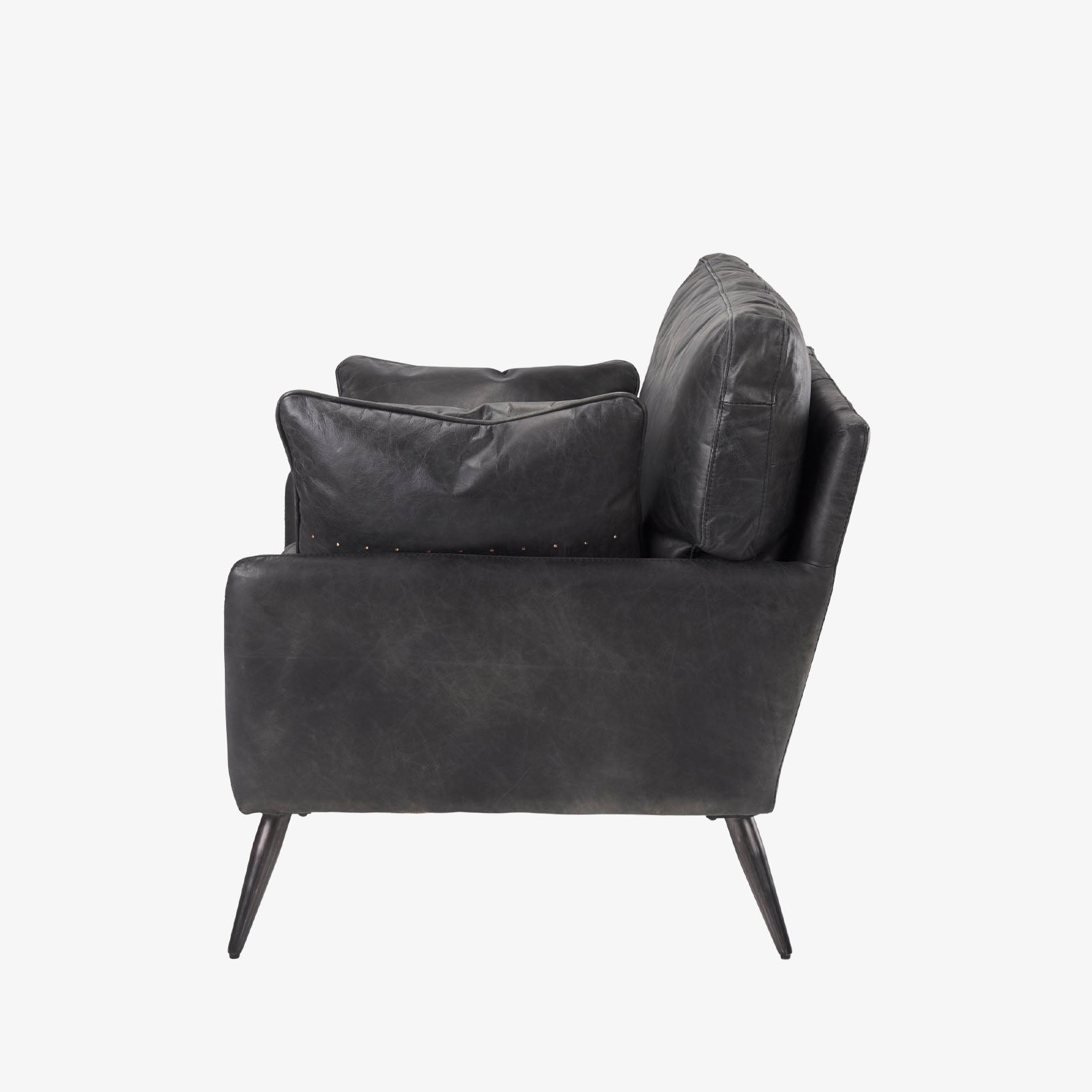 Colter Armchair in Black Leather - Addison West 