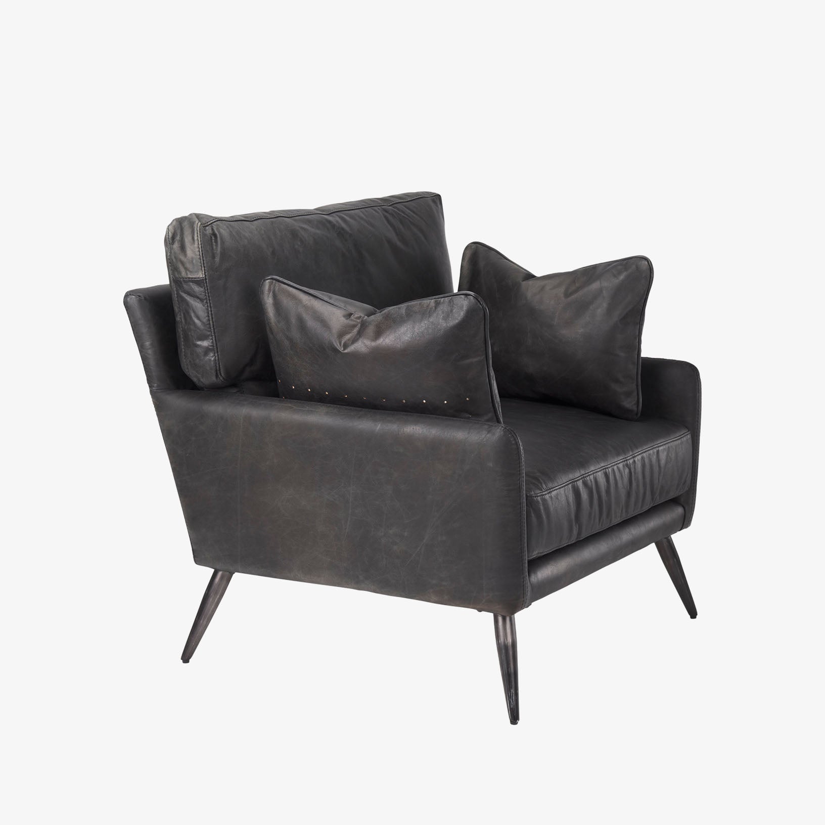 Colter Armchair in Black Leather - Addison West 