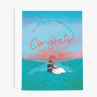 Congrats to the Cutest Couple Ever greeting card with two people looking out at a sunset on a white background