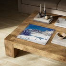 Cortina D'ampezzo Tray by Slim Aarons on a rustic coffee table