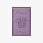 Purple woven French Jacquard Tea Towel with Lavender on a white background