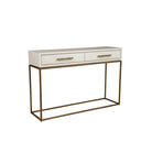 Furniture classics dutchess cream 55" console with brass metal frame on a white background