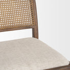 Elle Rounded Caneback Medium Brown Wood with Oatmeal Fabric Dining Chair on white background