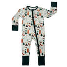 Emerson and friends ski day pattern baby sleeper on a white background