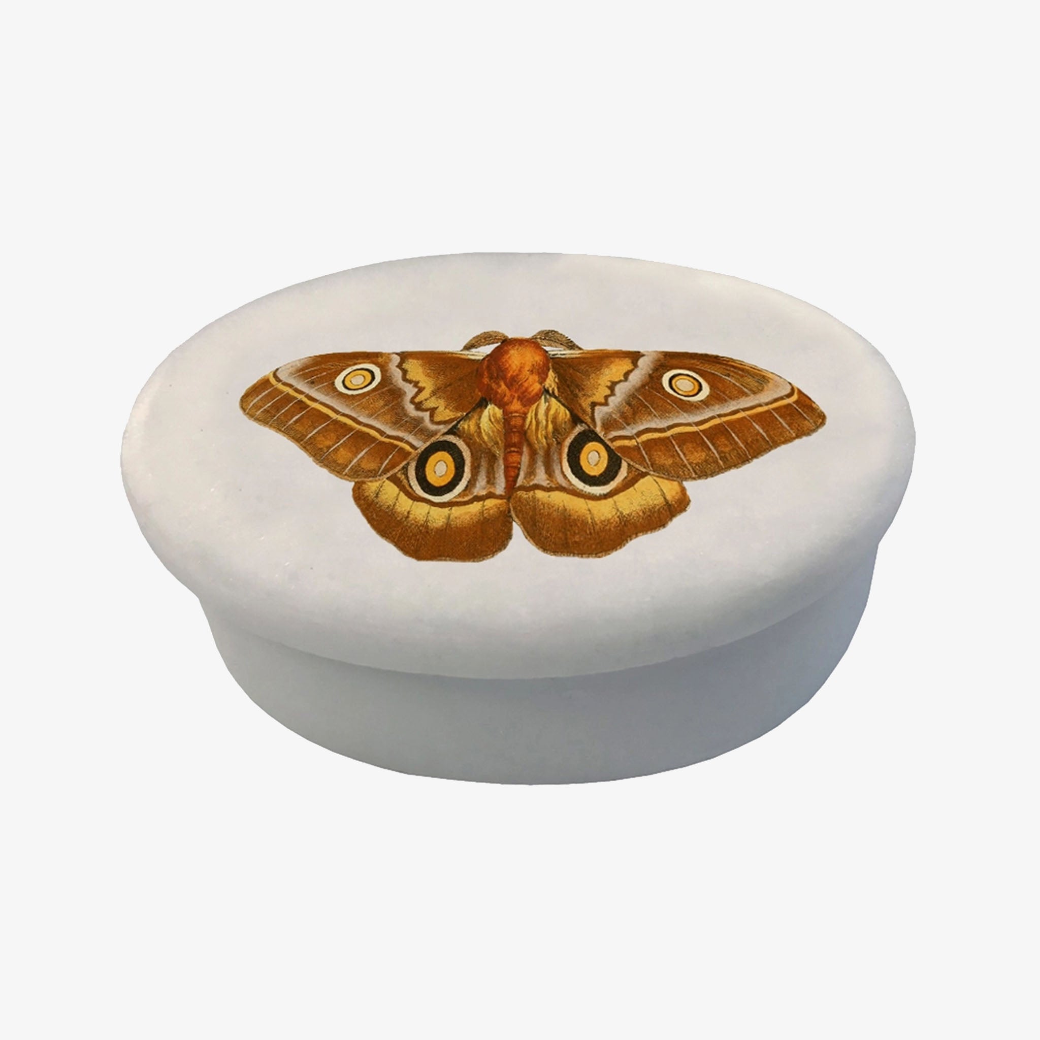 Emperor Moth White Oval Soap Stone Box - Addison West 