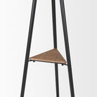 Everett Matte Black Metal with Two Wood Shelves Coat Rack on a white background