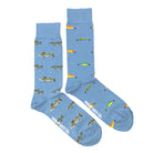 Friday sock co with Mismatched Men's Socks with Fish + Lures on a white background