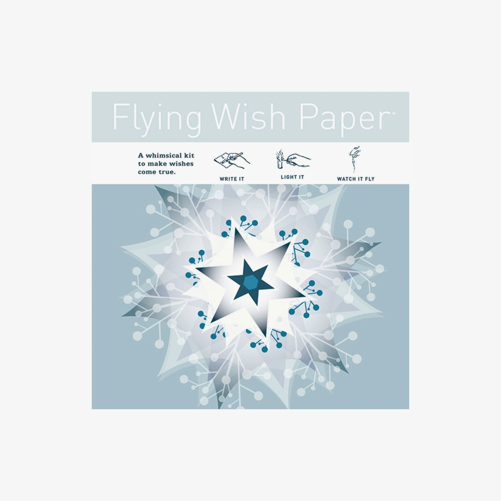 Square Package of Northern Star Flying Wish Paper on a white background