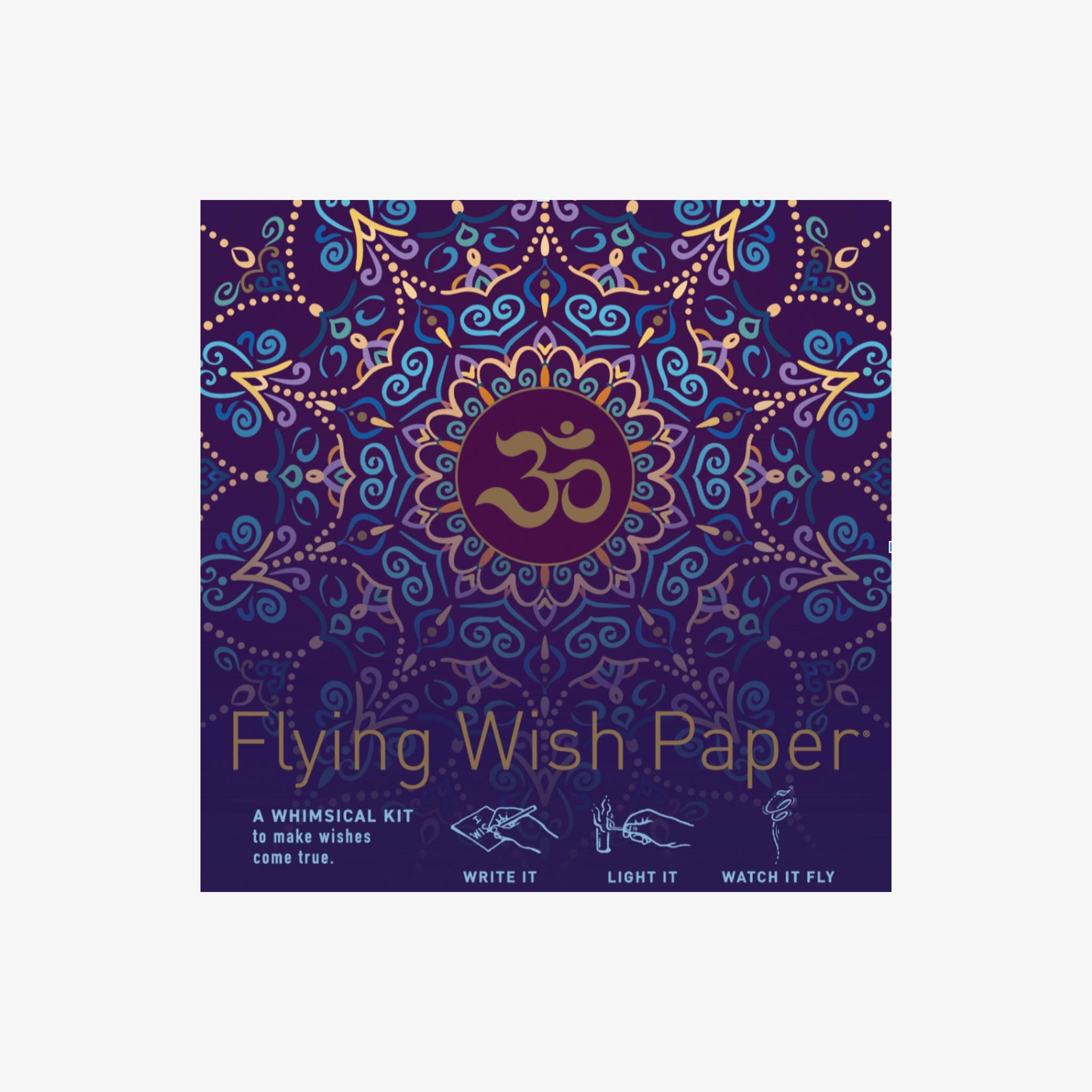 Package of Purple Om Flying Wish Paper on a white background