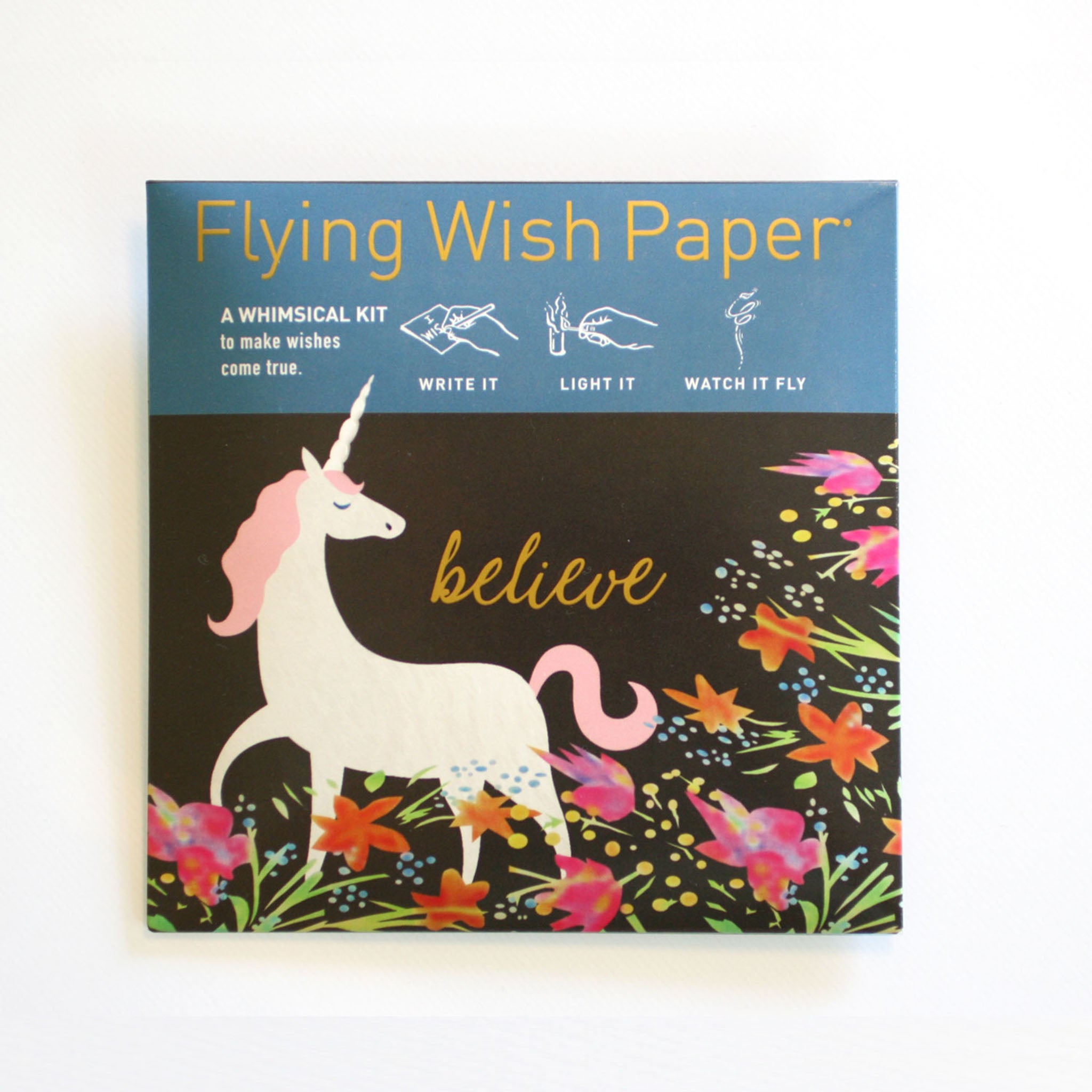 Square package of Unicorn Flying Wish Paper on a white background