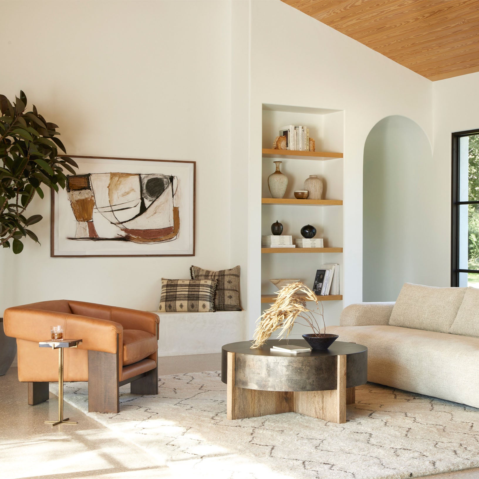 Four Hands Cairo Chair in Palermo Cognac in a sunny living space