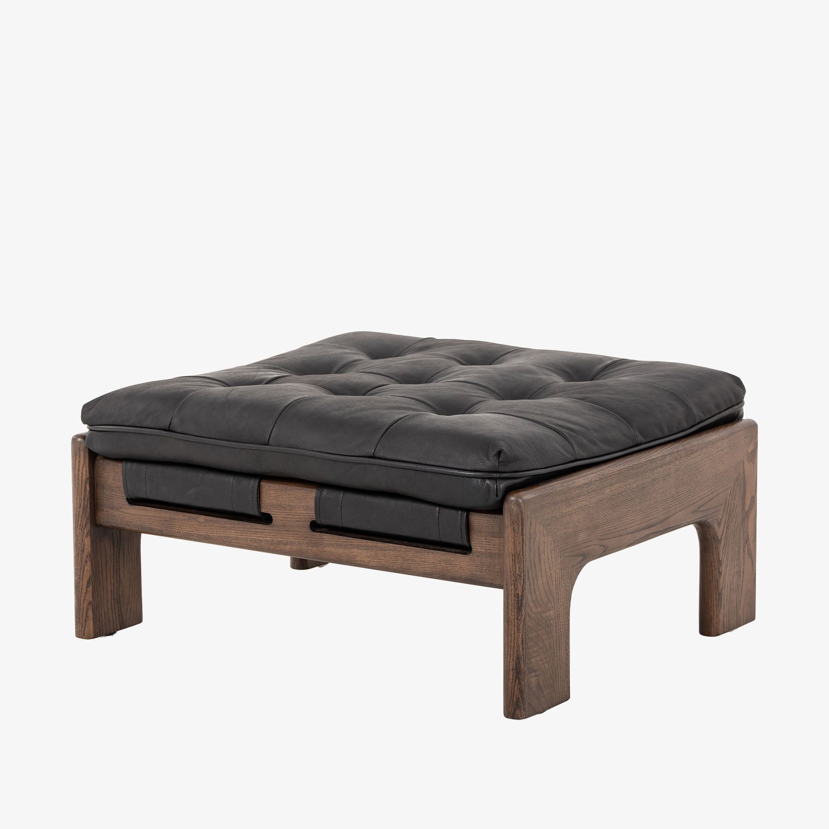 Four Hands Halston Ottoman In Heirloom Black - Addison West 