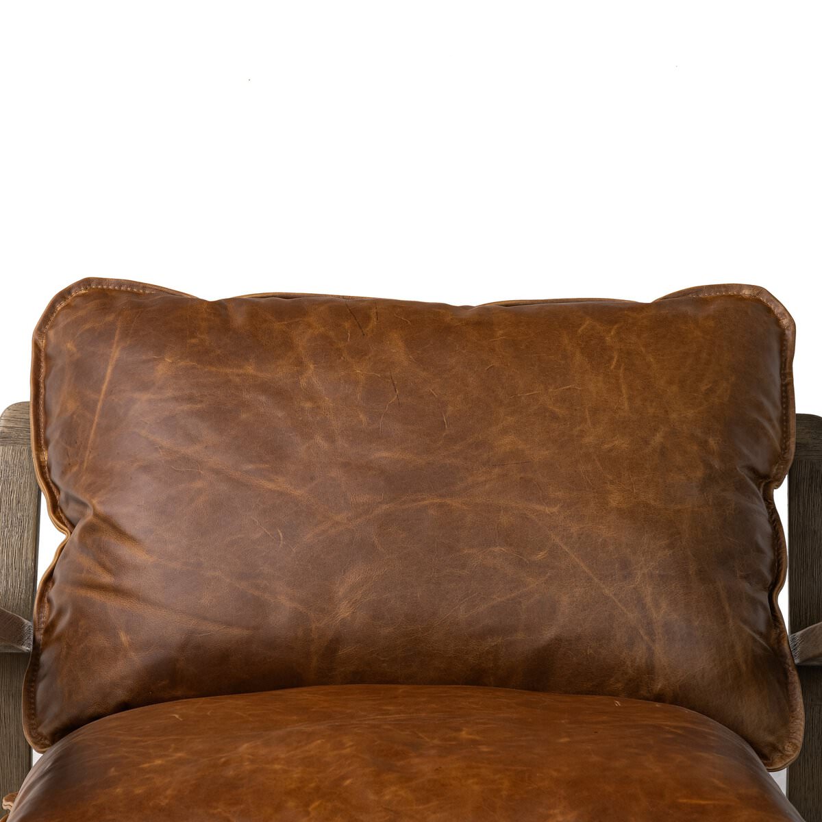 Close up of Four Hands Ace Chair in Raleigh Chestnut on a white background