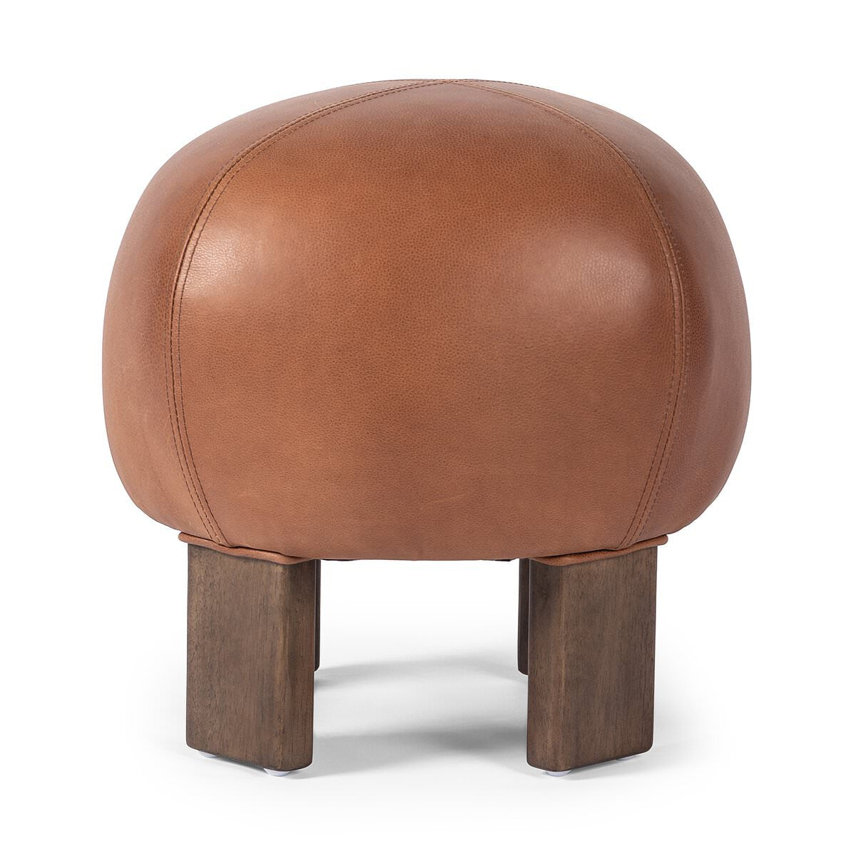 Four Hands Alma Ottoman in Brickhouse Cognac on a white background