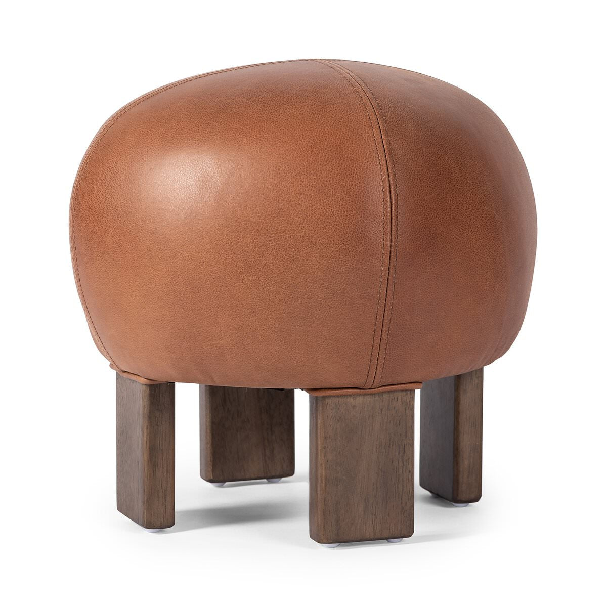 Four Hands Alma Ottoman in Brickhouse Cognac on a white background