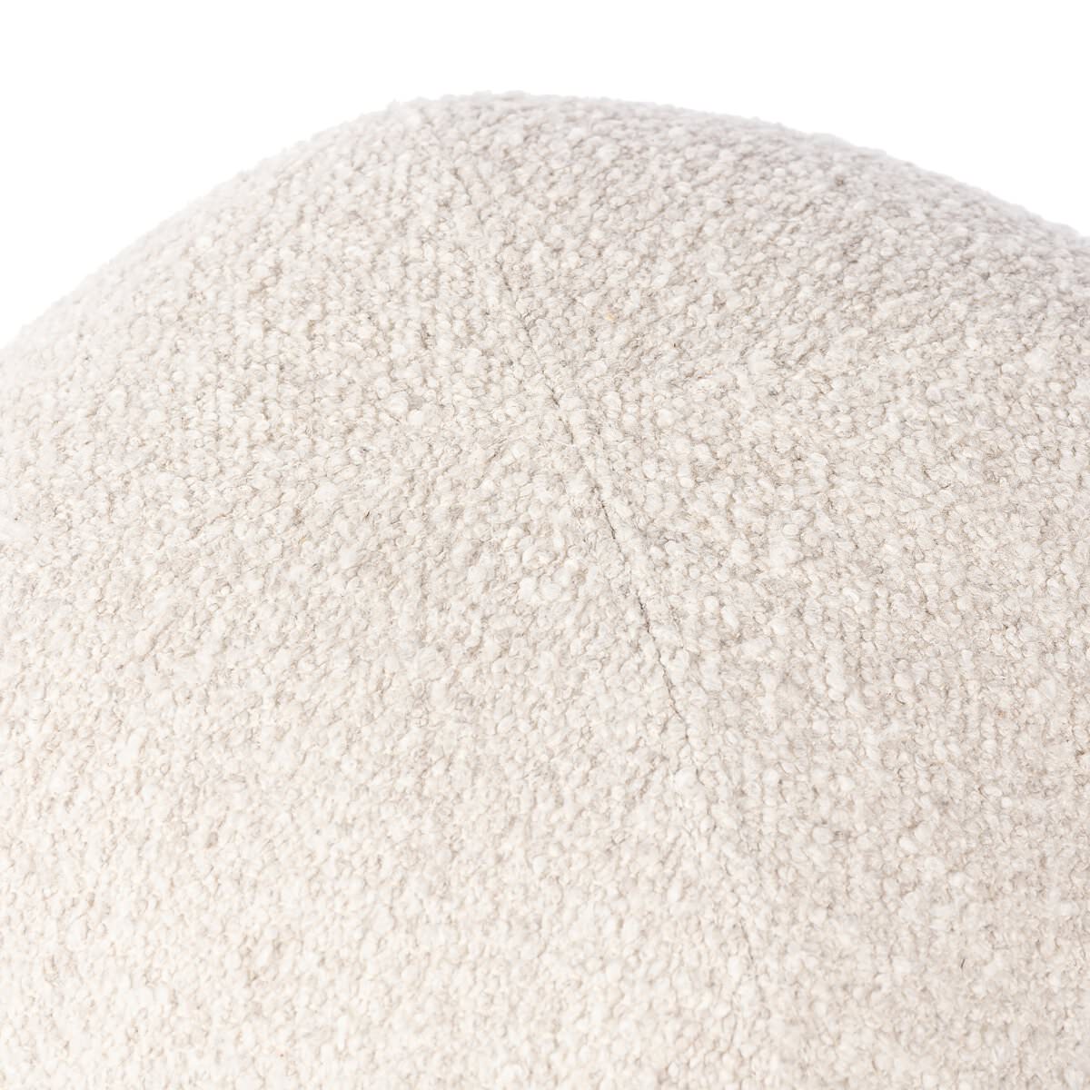 Close up of Four Hands Alma Ottoman in Somerton Ash on a white background