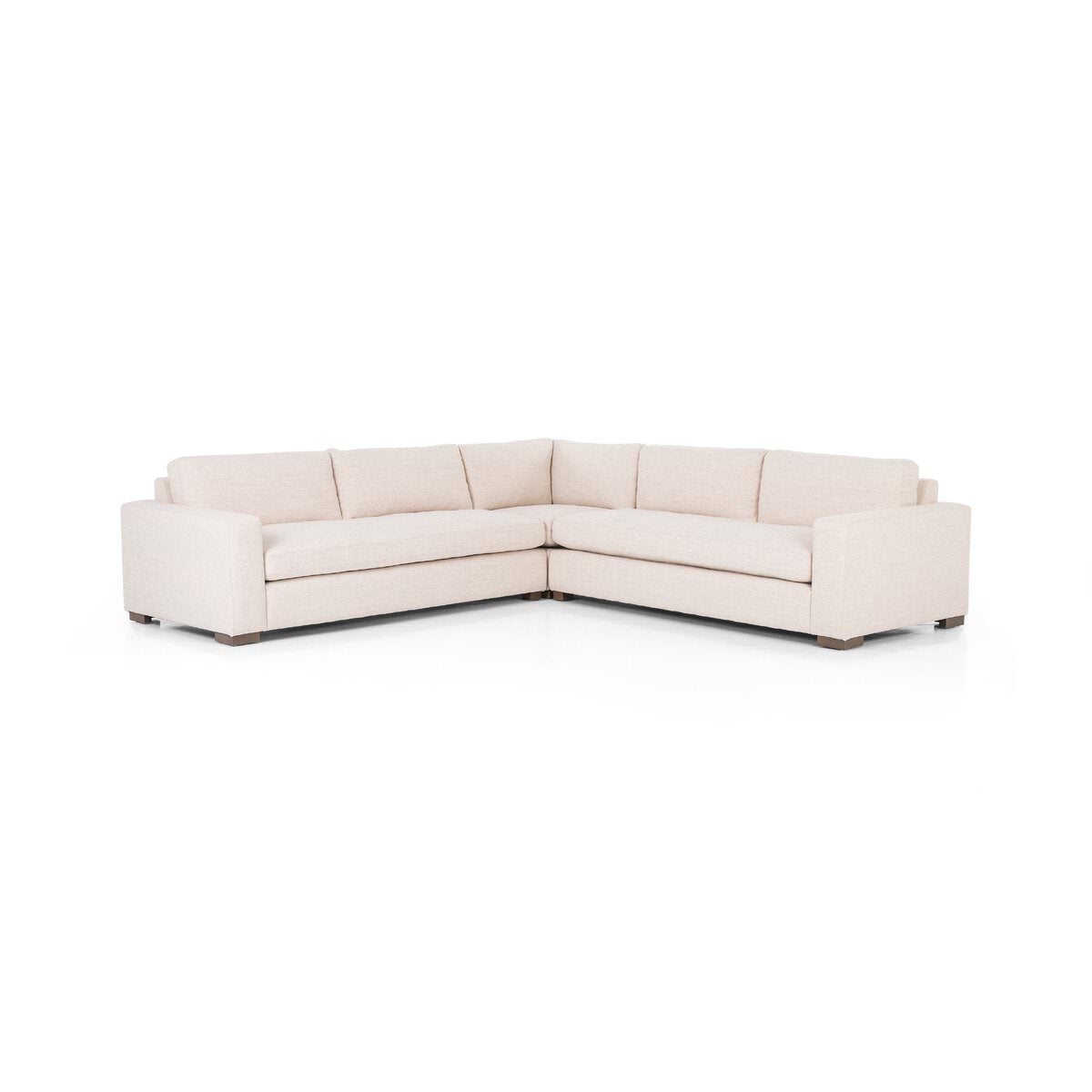 Four Hands Boone Small 3-Piece Sectional in Thames Cream on a white background