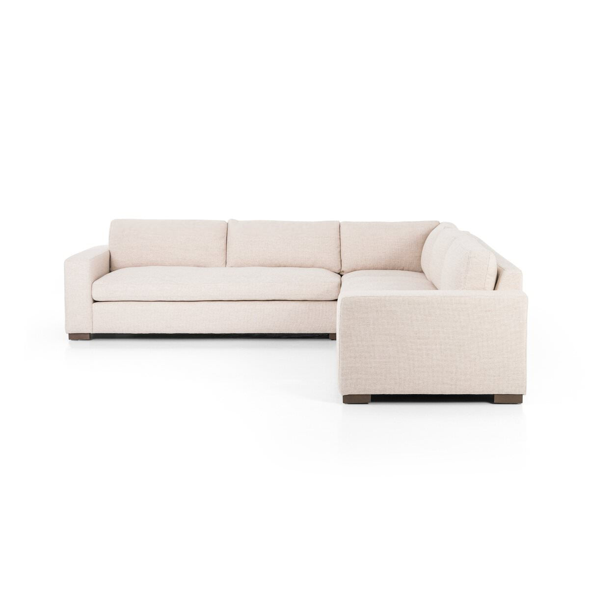 Four Hands Boone Small 3-Piece Sectional in Thames Cream on a white background