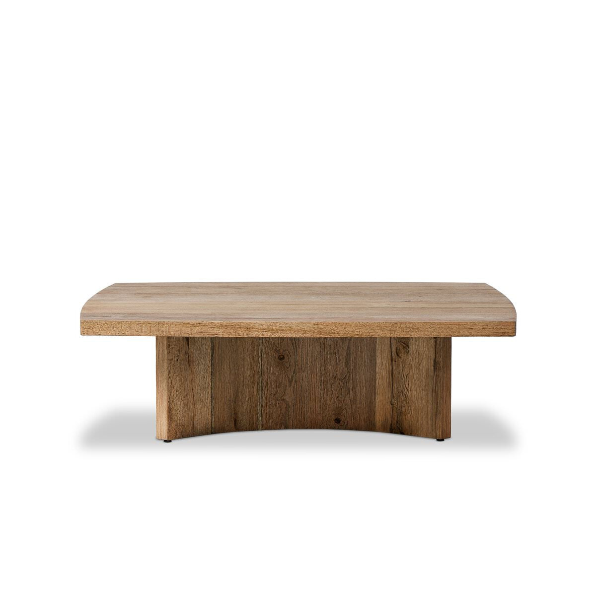 Four Hands Brinton Square Coffee Table in Rustic Oak Veneer on a white background