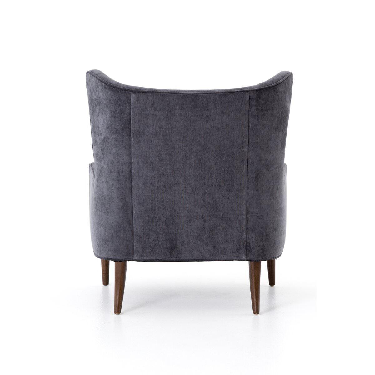 Back of Four Hands Clermont Chair in Charcoal Worn Velvet on a white background