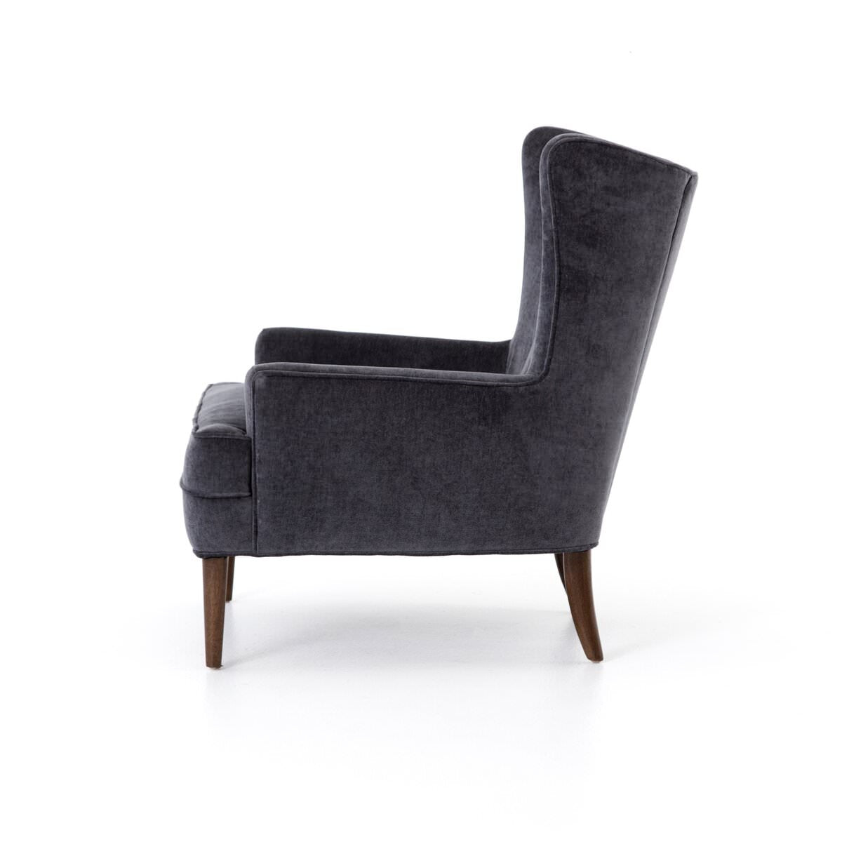 Four Hands Clermont Chair in Charcoal Worn Velvet on a white background