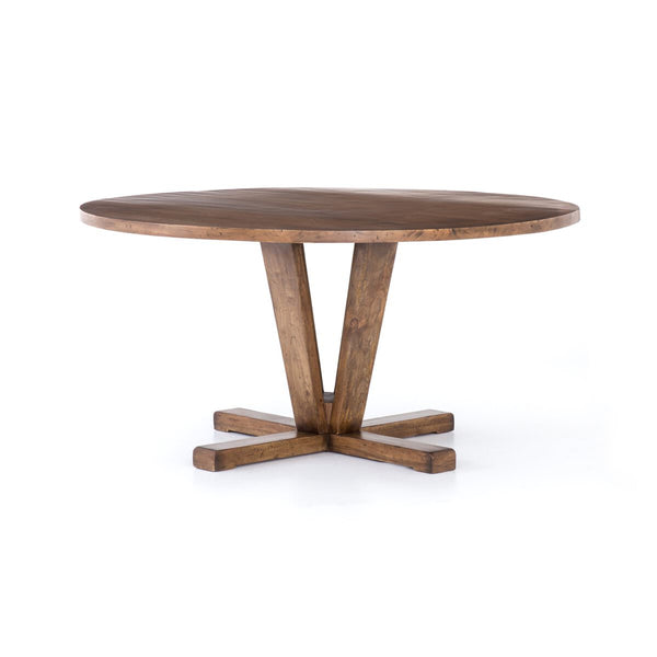 Four Hands Cobain Round 60" Dining Table in Reclaimed Mango on a white background