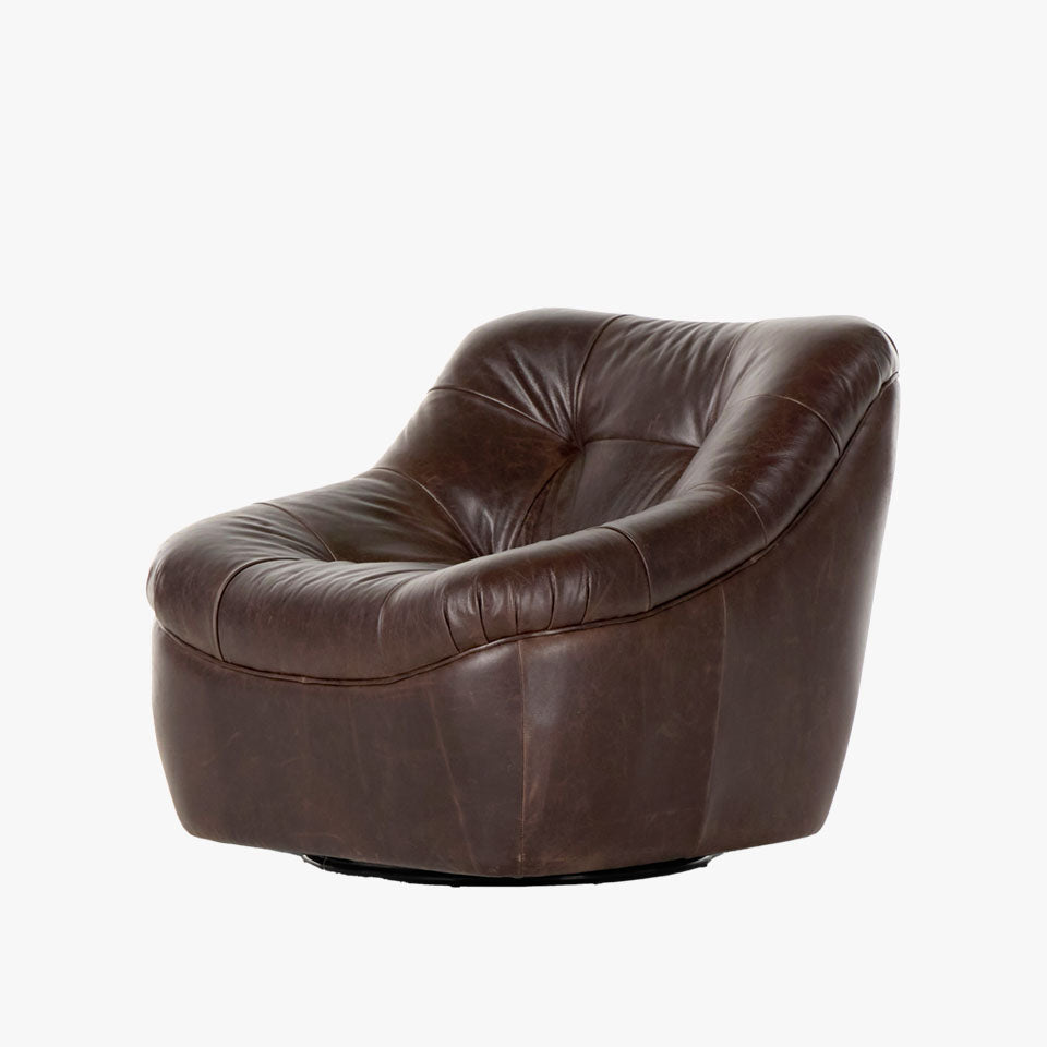 Four Hands Farley Swivel Chair In Conroe Cigar - Addison West 